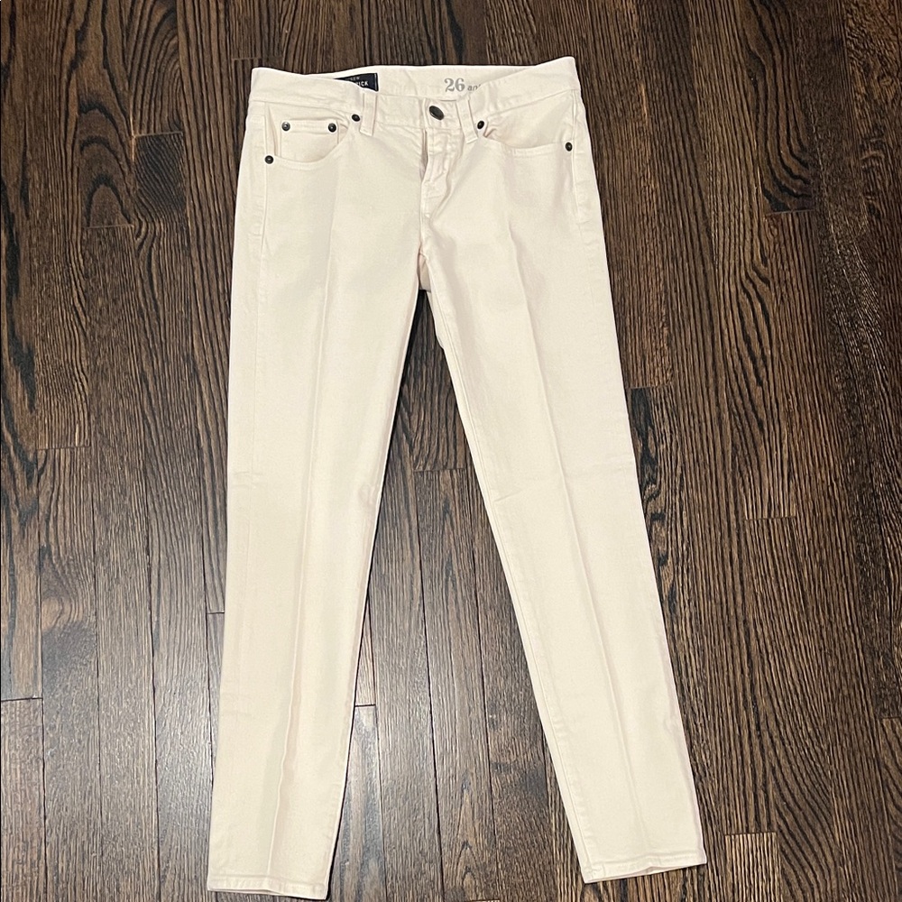 J. Crew Toothpick Ankle Jeans in Cream